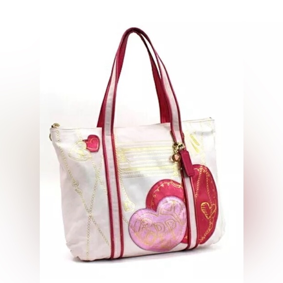 Coach Handbags - RARE COACH Limited Edition Poppy Metallic, Pink Leather Purple Hearts Glam Tote